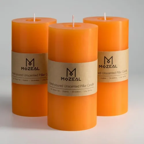 Miniatura 60 de MOZEAL Velas grandes sin perfume vertidas a mano de 3 x 8 pulgadas, sin humo, juego de 2, combustión lenta, sin goteo, aproximadamente 150 horas