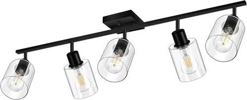 Miniatura 11 de Accesorios de iluminación de riel de techo para cocina, luces de pared negras de 2 luces, iluminación LED moderna con pantalla de vidrio, cabezal
