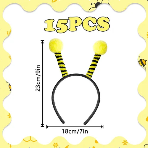 Miniatura 2 de 15 diademas de tentáculo de abeja para fiestas, para niñas, decoración de abejas Amarillo