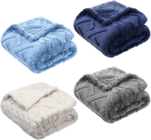 VitalCozy Juego de 4 Mantas de Felpa Suave para Bebé 30" x 40" 3D de Peluche Cálido Mantas de Envoltura para Dormitorio para Niños Pequeños, Niñas,