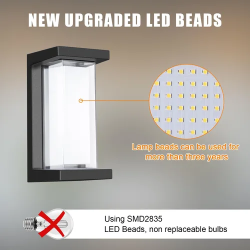 Miniatura 3 de Juyace Accesorios de iluminación exterior de 18 W, paquete de 6 luces económicas para porche al aire libre, apliques negros modernos, montaje
