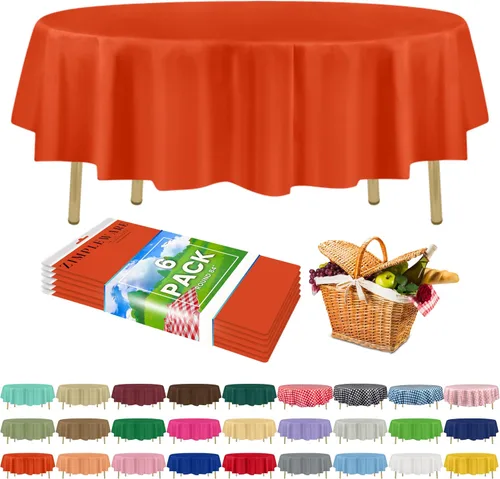 Miniatura 102 de Zimpleware - Mantel redondo de plástico para fiestas de 213 cm (84 pulgadas) de diámetro (paquete de 1, 6 y 12 unidades)