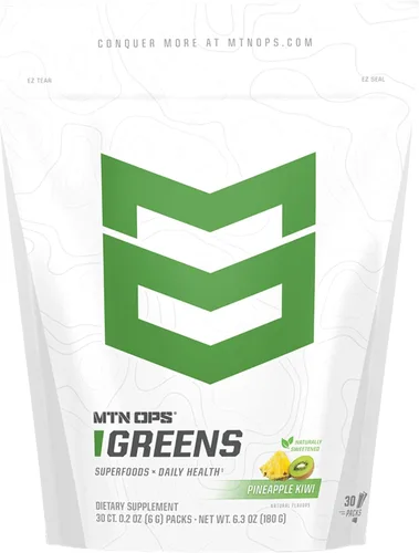 MTN OPS Super Greens Daily Superfood Blend naturalmente endulzado con fruta de monje apoyo inmune y digestivo Verdes ricos en clorofila, polvo de