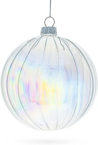 Miniatura 3 de Juego de 3 bolas de cristal transparente iridiscente adornos de Navidad de 3.6 pulgadas