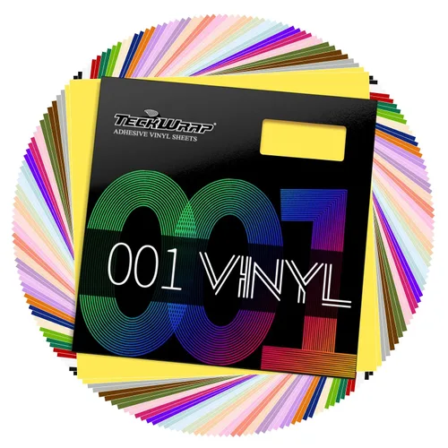 TECKWRAP 001 - Paquete de 54 láminas de vinilo (12 x 12 brillantes, mate) para máquinas de corte y cortador de manualidades, manualidades, 001 Total