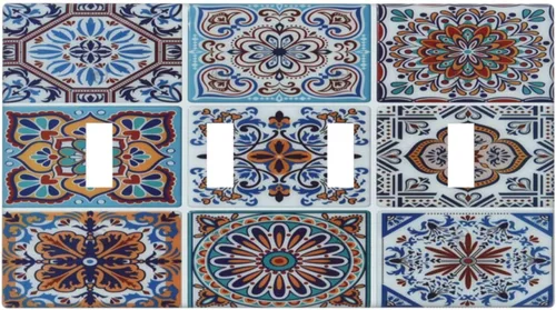 Miniatura 88 de Cubierta decorativa para interruptor de luz, diseño de pájaros y flores florales en blanco y negro, 2 bandas, cubierta decorativa para pared, placa