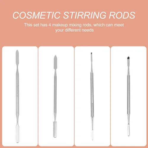 Miniatura 6 de 4 piezas de acero inoxidable Depotting espátula de maquillaje herramienta de maquillaje accesorios para maquillaje cosméticos mezcla