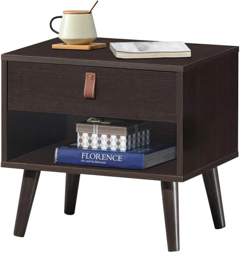 Miniatura 6 de Mesa auxiliar multifunción estilo mediados de siglo, mesa auxiliar para sofá, mesita de noche con estante de cajón, resistente y duradera