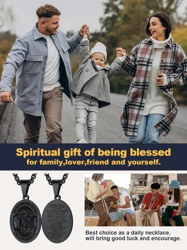 Miniatura 196 de U7 Saint Benedict/Michael Medal Necklace, 316L Stainless Steel Virgin Mary Necklace for Men Women, Bible Verse Protection Necklace Catholic