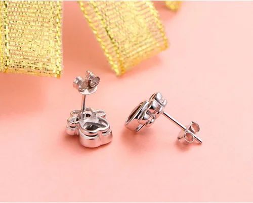 Miniatura 5 de Pendientes de tuerca de plata esterlina S925 con estampado de pata de perro y gato