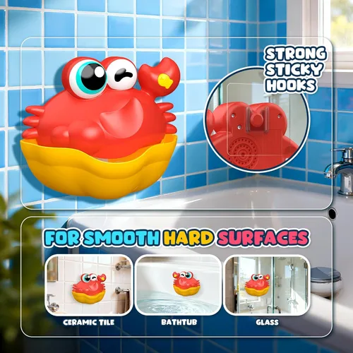 Miniatura 4 de Juguetes de baño para niños de 1 a 3 años, juguetes de baño iluminados para bebés, creador de burbujas de cangrejo con luz colorida, regalos de Rojo