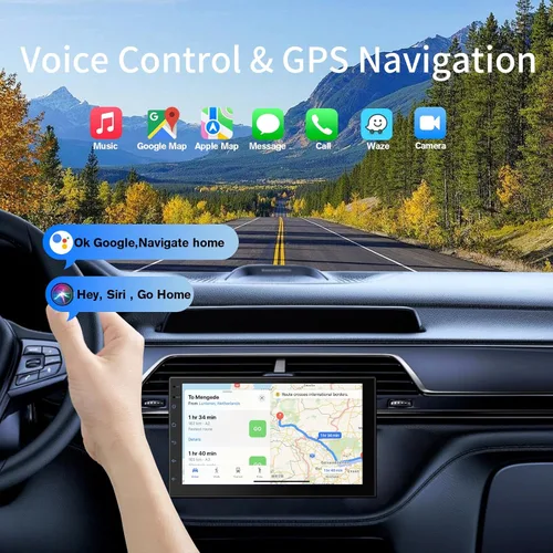Miniatura 4 de Estéreo de coche Haudio, doble din, con pantalla táctil HD de 7 pulgadas CarPlay y Android Auto Cámara de respaldo Navegación GPS por