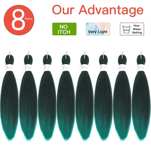 Miniatura 2 de Callia Cabello trenzado preestirado de 14 pulgadas, 8 paquetes de cabello sintético preestirado profesional ombré, libre de picazón, extensiones