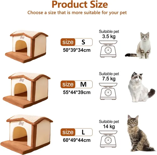 Miniatura 6 de Casa para gatos, bonita casa para gatos de dibujos animados, refugio cálido para mascotas, cama cálida para mascotas, cama para lavar para perro