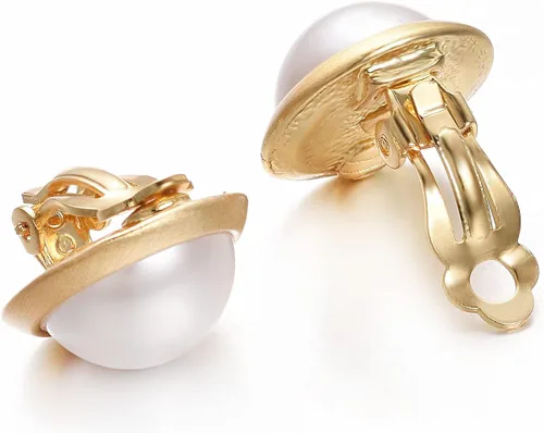 Miniatura 12 de Yoursfs Clip on Earrings for Women Round Faux Pearl Earrings Clipon 18K Gold Plated Non Pierced Earring Jewelry