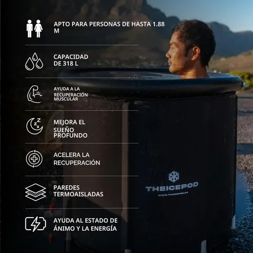 Miniatura 7 de The Pod Company Bañera de hielo estándar, bañera de inmersión fría de 84 galones con tapa de cubierta, bañera inflable portátil para adultos