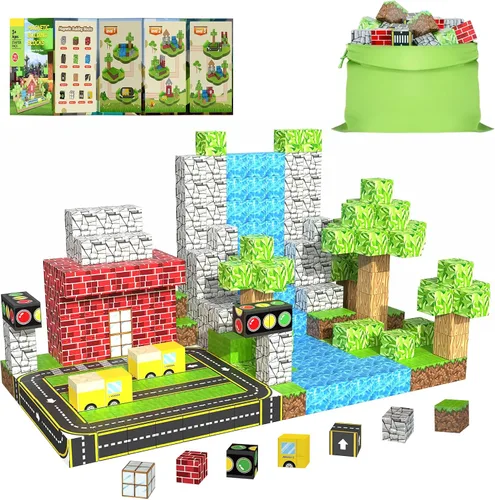 Miniatura 8 de WSHIMIN Princess Castle Toys Bloques de construcción magnéticos para niños de 4 a 8 años, juguetes sensoriales STEM magnéticos