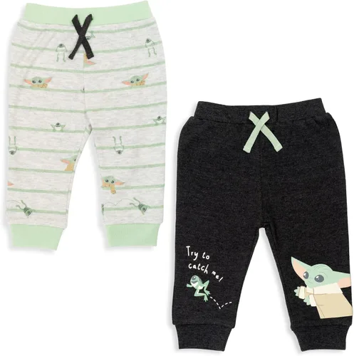 STAR WARS Darth Vader Stormtrooper C-3PO Chewbacca R2-D2 Baby Yoda Paquete de 2 pantalones deportivos para recién nacidos a bebés, Plateado
