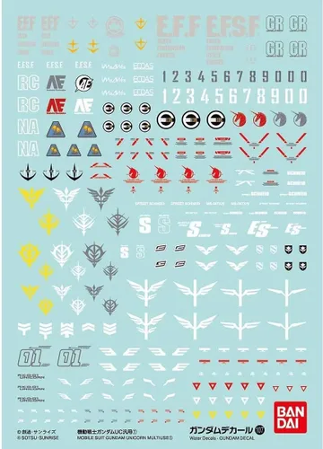 Bandai Hobby - Gundam Unicorn - #107 GD-107 Mobile Suit Gundam UC 1, Bandai Spirits Water-Slide Calcomanías