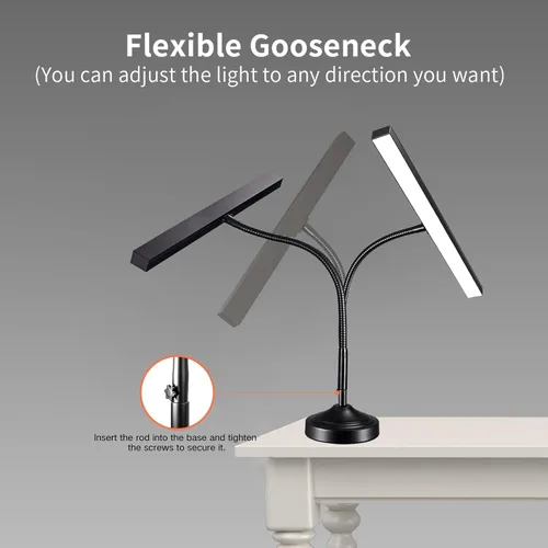 Miniatura 6 de lámpara de piano LED, lámpara de piano para pianos verticales/digitales/de cola, lámpara de soporte de música de cuello de cisne flexible con 3