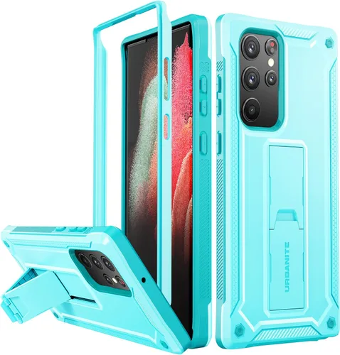 URBANITE Funda para Samsung Galaxy S22 Ultra 5G, grado militar, resistente, a prueba de golpes, con función atril para Galaxy S22 Ultra 6.8 pulgadas