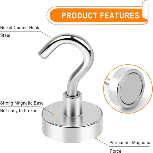 Miniatura 5 de MIKEDE N52 Ganchos magnéticos 6P 30Lbs Plata High Power Strong Magnetic Cruise Refrigerator Hooks for Hanging, Kitchen, Garage, Classroom, Beach