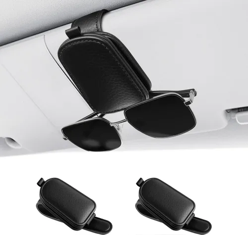 Miniatura 7 de SINGARO Soporte para gafas de sol de coche, hebilla magnética de cuero para visera de coche, clip para anteojos de sol, clip para almacenamiento