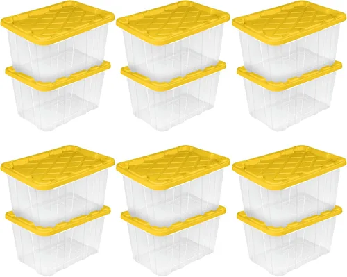 Miniatura 25 de Sterilite Paquete de 6 contenedores industriales, contenedores de almacenamiento de plástico con tapas, 17 galones, contenedores organizadores