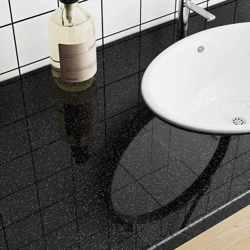 Miniatura 5 de Livelynine Papel adhesivo negro brillante para despegar y pegar, papel tapiz de cocina, impermeable, para gabinetes de baño, cubierta de vinilo