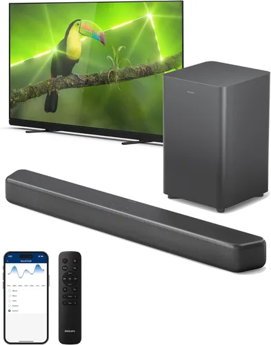 Barra de sonido PHILIPS B5309 2.1 con subwoofer inalámbrico y tecnología de audio DTS Virtual:X inmersiva - 240W de potencia máxima, graves