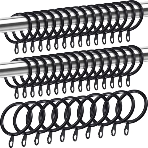Miniatura 9 de Shappy Paquete de 40 anillos de metal para cortinero con ojales de diámetro interno de 0.98 pulgadas, se adapta a cortineros de hasta 0.7 pulgadas