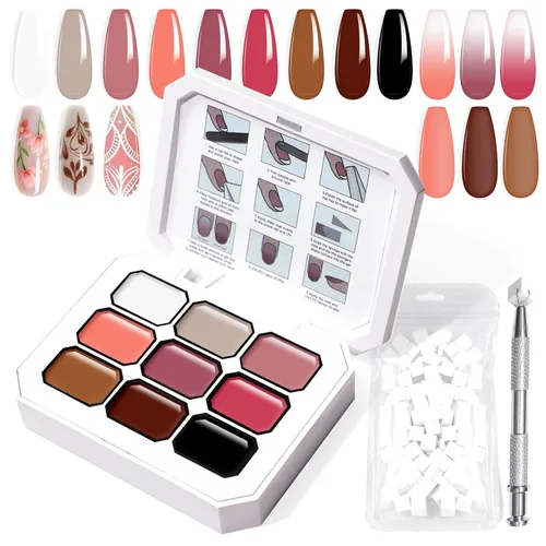 Miniatura 12 de Juego de esmaltes de gel con gradiente, 9 colores ombre, esmalte de gel para uñas rojo, marrón, azul claro, rosa, esponjado para pigmento, Pat Aura