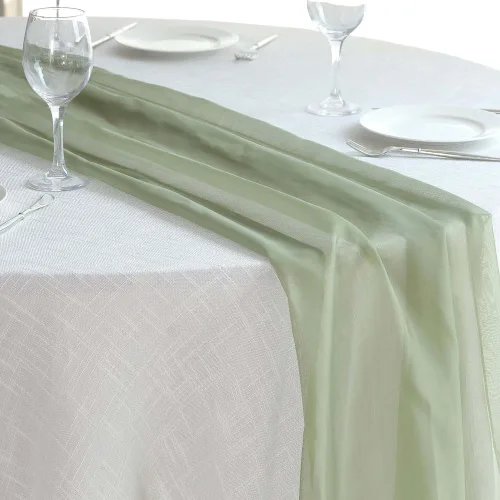 Miniatura 12 de Tableclothsfactory Camino de mesa de gasa de amatista de 22 x 80 pulgadas para bodas, fiestas, banquetes, decoración, ajuste rectangular y mesa