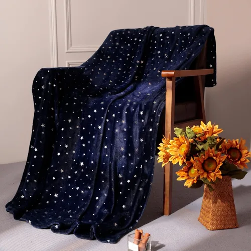 Miniatura 6 de Stellhome Manta de estrellas azul marino, cálida y ligera, de franela de forro polar, súper acogedora y cómoda para todas las estaciones