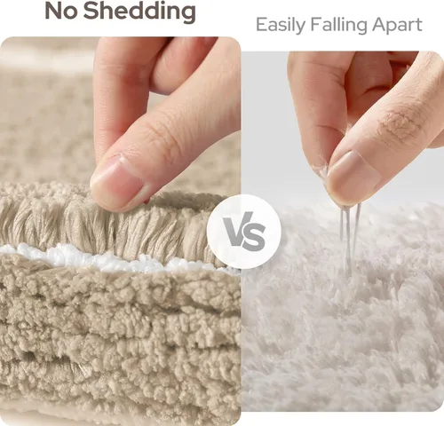 Miniatura 6 de HOMEIDEAS Juego de 2 alfombras de baño de microfibra súper suave y absorbente, antideslizantes y lavables a máquina (beige)