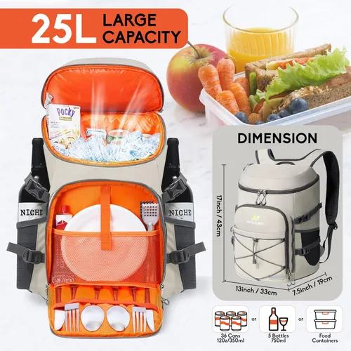 Miniatura 4 de N NEVO RHINO Mochilas Enfriadoras Aisladas a Prueba de Fugas 36/54 Latas, Mochila Enfriadora Aislada Portátil Ligera Impermeable para Hombres