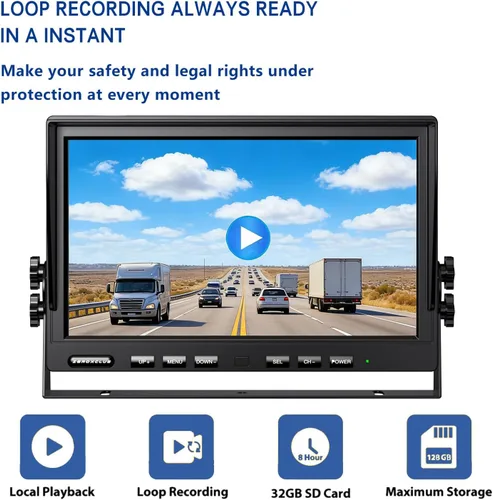 Miniatura 3 de ZEROXCLUB Sistema de cámara de respaldo inalámbrico 1080P para caravana, remolque, camión, cámper, monitor DVR de 10 pulgadas, grabación de visión