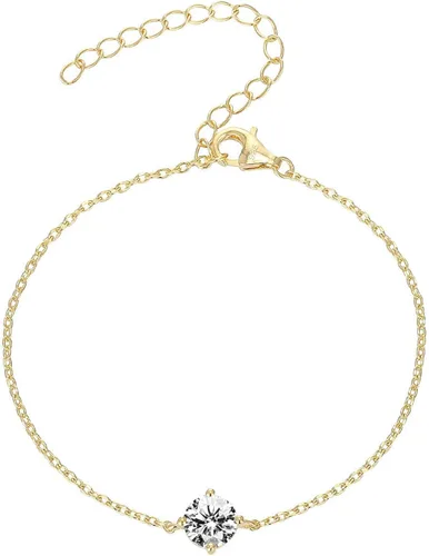 PAVOI 14K Gold Plated Cubic Zirconia Solitaire Diamond Bracelet Bridesmaid Bracelets Gold Bracelets for Women