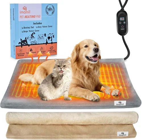 Almohadilla térmica para perros, 6 temperaturas ajustables y 5 temporizadores, almohadilla térmica grande para perros, almohadilla térmica