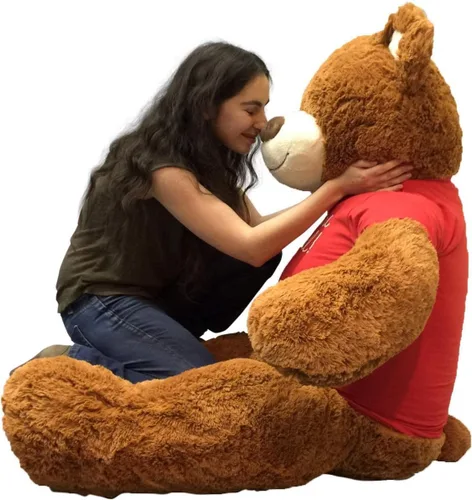 Miniatura 4 de Big Plush Oso de peluche gigante de 5 pies – Wearing You are Special camiseta de 60 pulgadas suave color marrón canela enorme oso de peluche