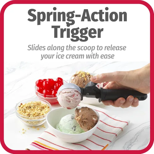 Miniatura 3 de GoodCook Cuchara de helado de lujo con gatillo con agarre cómodo y palanca de fácil liberación, apta para lavavajillas, cuchara de 2 onzas