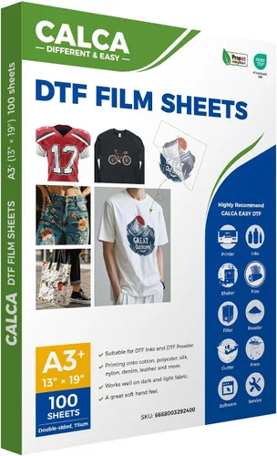Miniatura 7 de CALCA 100 hojas de película de transferencia DTF A4, hojas de pretratamiento de PET DTF papel de transferencia de calor para impresión directa