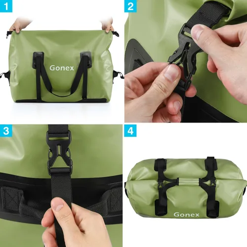 Miniatura 8 de Gonex Bolsa de lona impermeable extra grande de 40 L, 60 L, 80 L, bolsa de lona seca de viaje, bolsa resistente con correas y asas duraderas