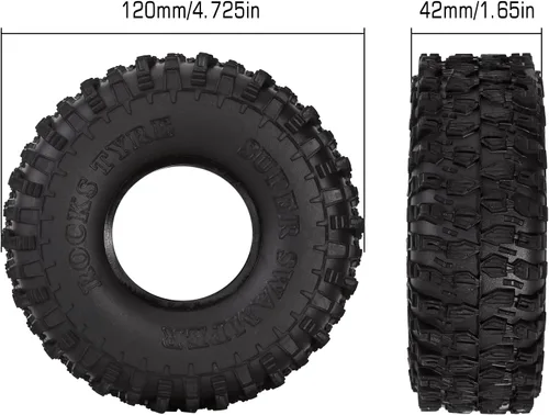 Miniatura 2 de INJORA Neumáticos de goma de 1.9 "para 1:10 RC Rock Crawler Axial SCX10 90046 AXI03007 D90 D110 TF2 Traxxas TRX-4