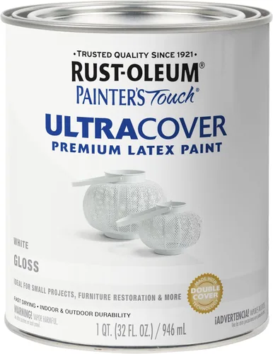 Miniatura 23 de Rust-Oleum Brush On Paint 224430T Painter's Touch - Pintura de látex, cuarto de galón, imprimación blanca plana acrílica, 32 onzas líquidas