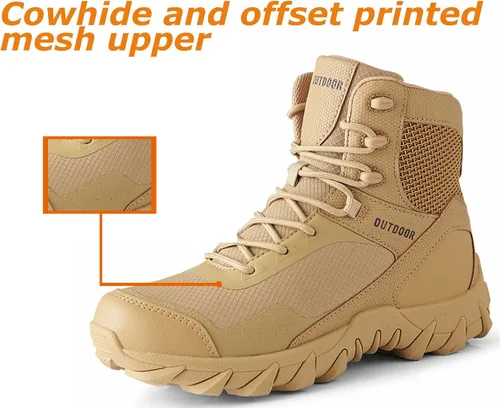 Miniatura 5 de Kervaky Botas tácticas militares para hombre, botas de trabajo ligeras, botas de senderismo