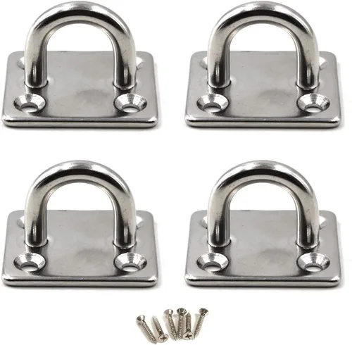 Miniatura 10 de Flomore M10 - Gancho de techo para placa de ojo de acero inoxidable 304, resistente para colgar (paquete de 2, tornillos incluidos)