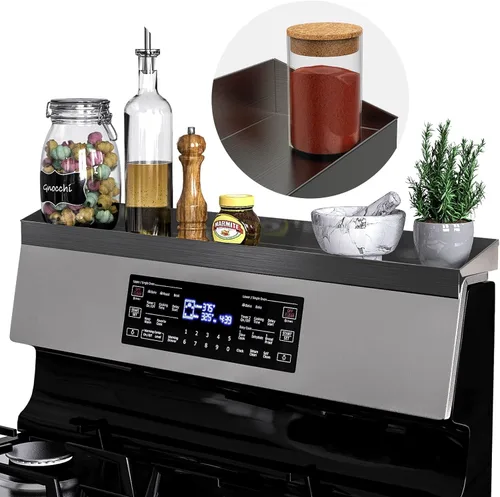 Miniatura 8 de IIIOIIIA Estante de Bambú Sobre la Estufa para Especias para Almacenamiento de Cocina, Organizador de Especiero de Cocina de 31.5", Estante Superior