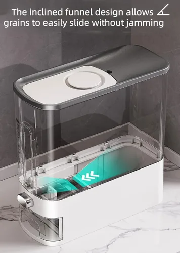 Miniatura 4 de IEEK Dispensador de arroz de 12 libras, recipientes grandes de almacenamiento de alimentos secos para cereales, contenedor de almacenamiento