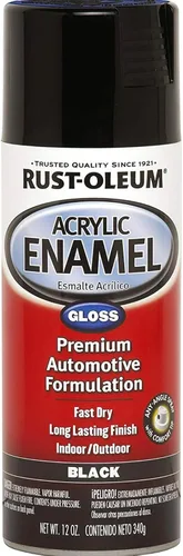 Rust-Oleum Automotive 248643 - Pulverizador de esmalte acrílico de 12 onzas, negro brillante Brillo negro